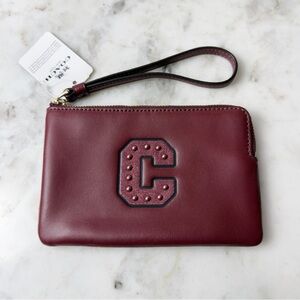 Coach Boxed Glitter “C” Crimson Wristlet Wallet Coin Purse NWT